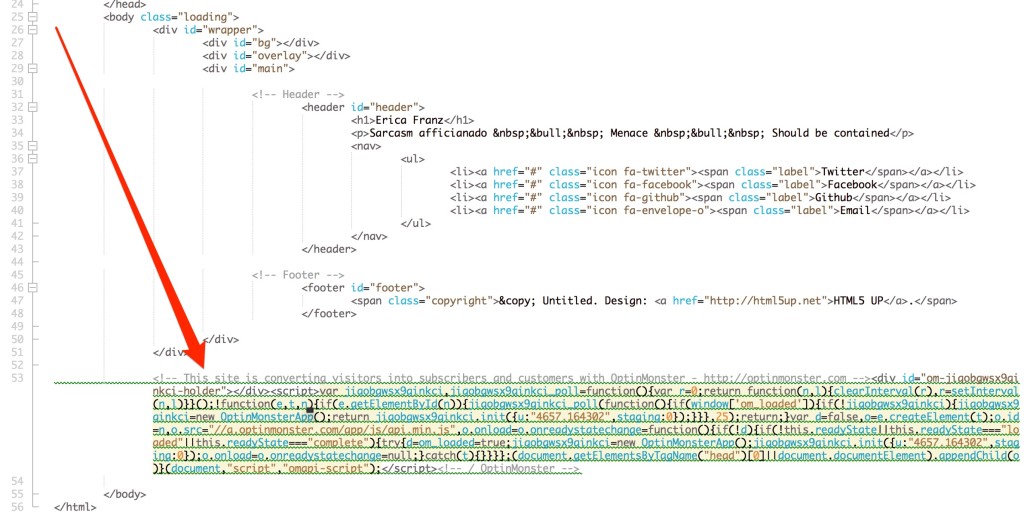 You can paste the embed code into your HTML file near the closing body tag.