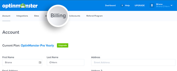 Dashboard Click Billing