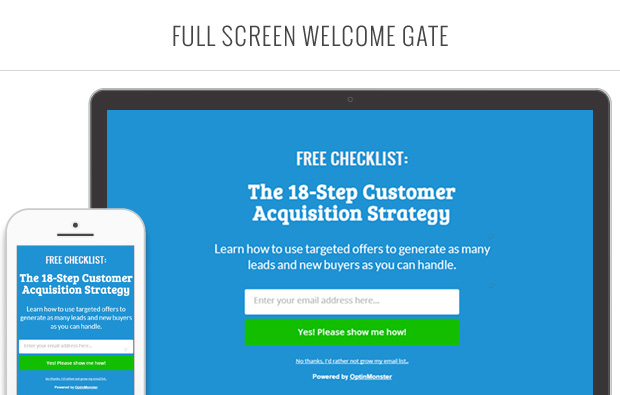 OptinMonster Full Screen Welcome Gate