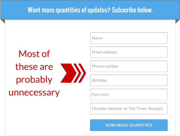 The more info requested on opt-in forms, the fewer sign ups you'll receive