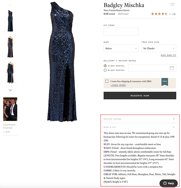 Rent the Runway Product Page