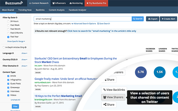 buzzsumo view sharers