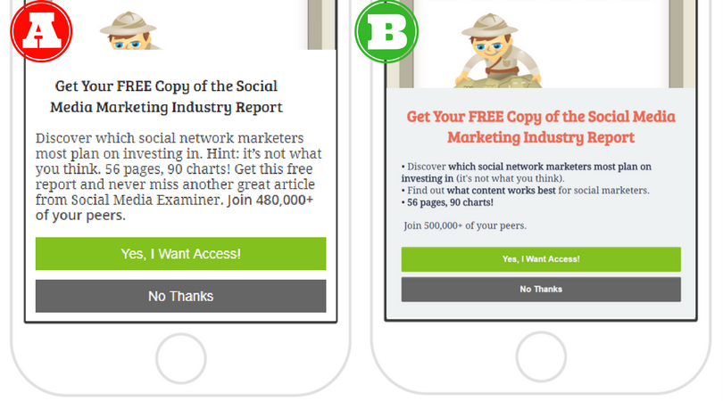 Social Media Examiner's mobile split test