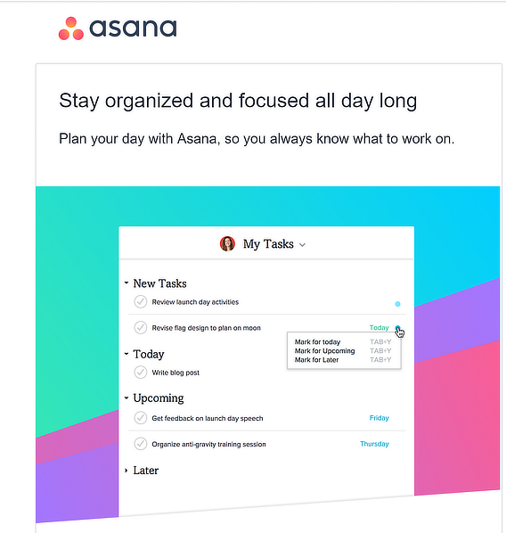 asana welcome email series
