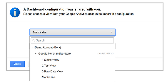 shared ga dashboard configuration