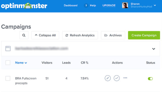 OptinMonster analytics dashboard