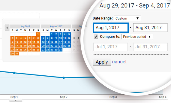 change date range in google analytics