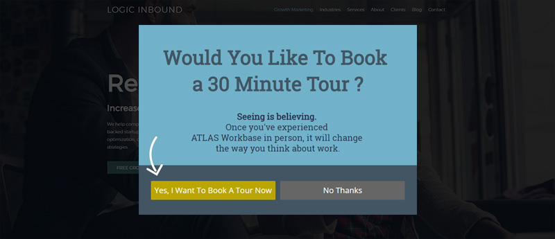 Atlas Workbase used call to action testing to see if booking tours was the right call to action.