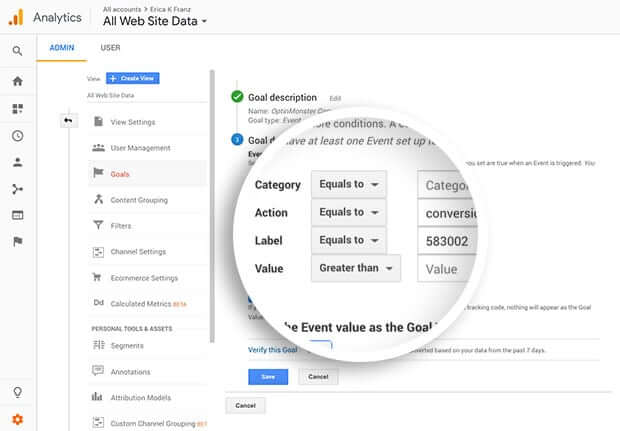 Enter the Numeric ID of your campaign in the Label field of your Goal.