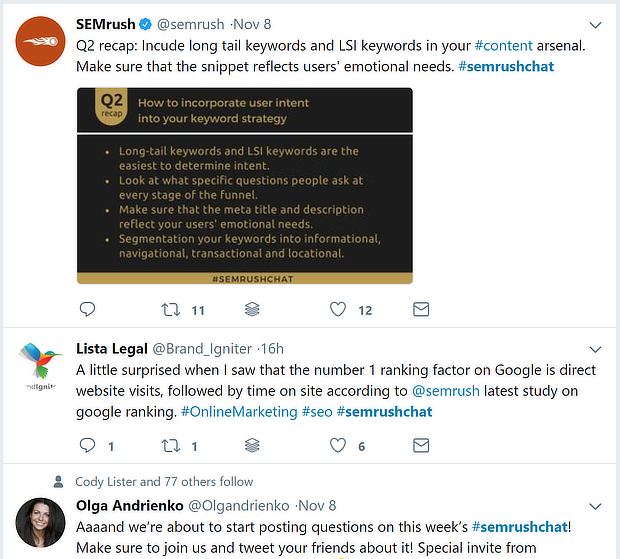 semrush twitter chat example