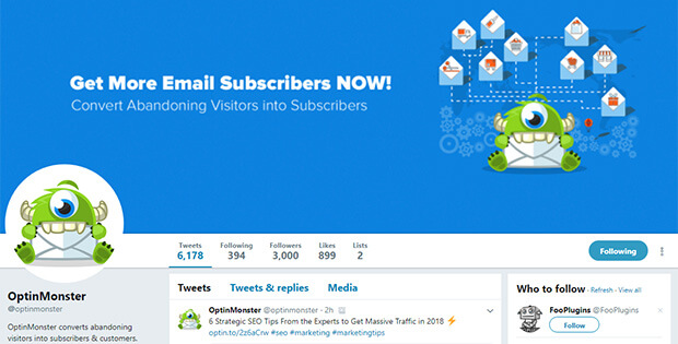 how optinmonster attracts customers on twitter