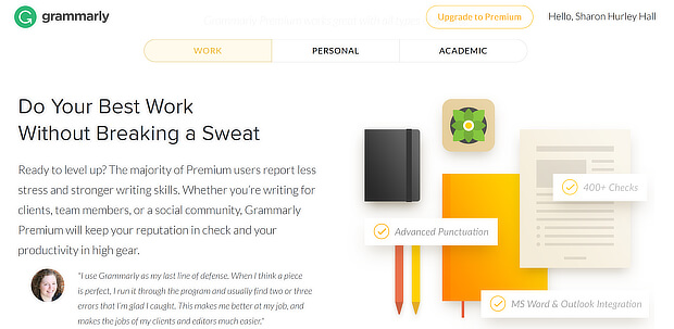 grammarly upselling example
