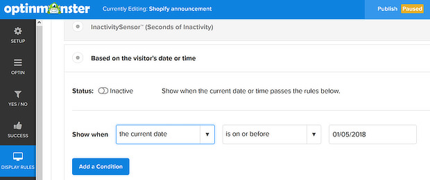 om date and time display rule