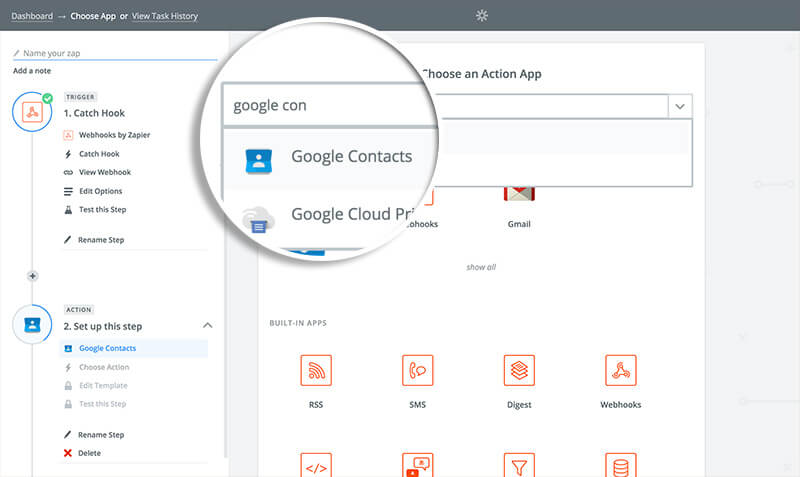 Choose Google Contacts