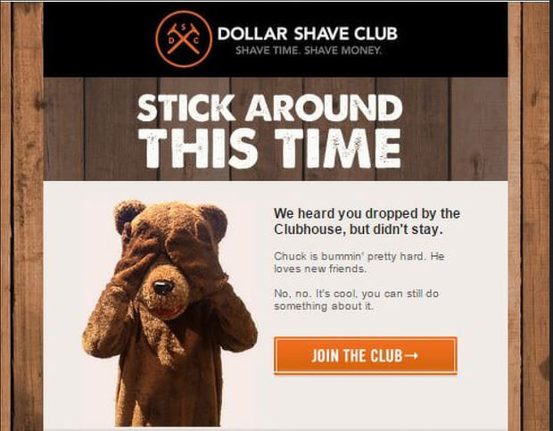 abandoned cart email templates - dollar shave club