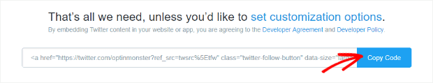 copy twitter code