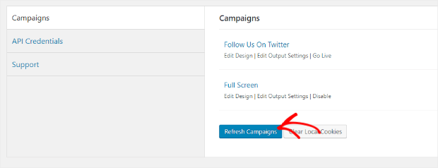 refresh optinmonster campaigns on wordpress