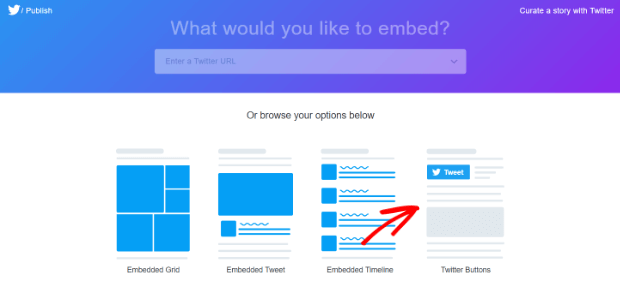 select Twitter Buttons option