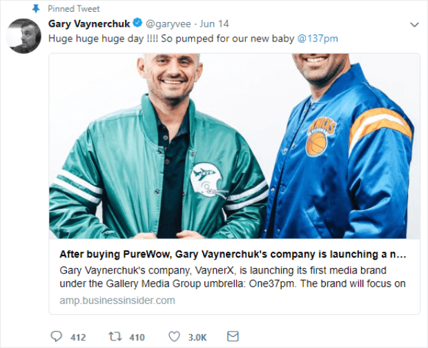 gary vee pinned tweet cta