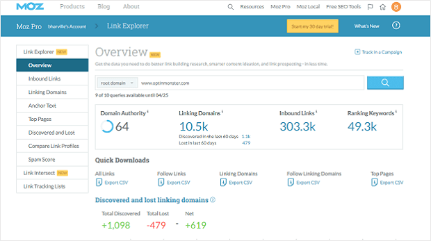 Moz Link Explorer