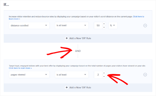 set and display rule for pages viewed