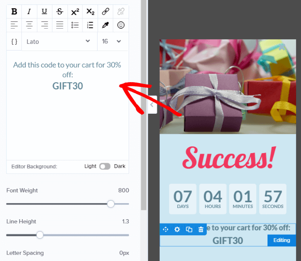 success view coupon text