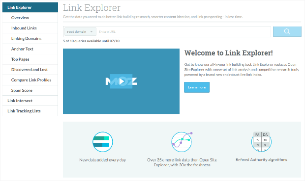 moz's link explorer