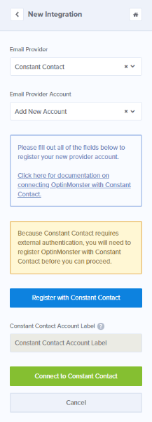 add constant contact integration