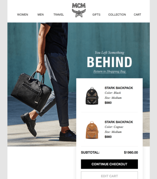 abandoned cart email design