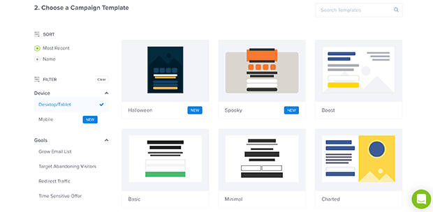 optinmonster slide-in templates