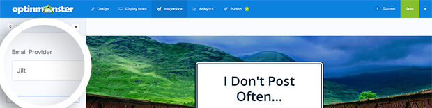 Select Jilt as your OptinMonster Integration