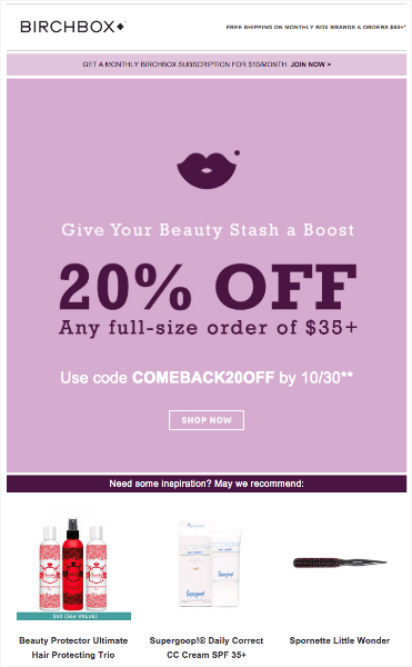 birchbox win back email example