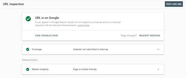 gsc url inspection details