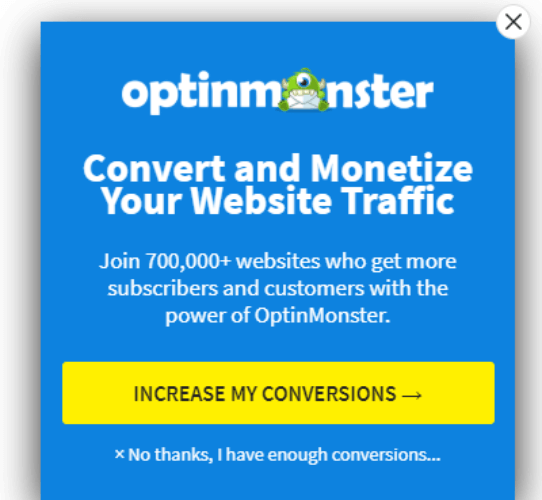 optinmonster scroll through popup for conversions