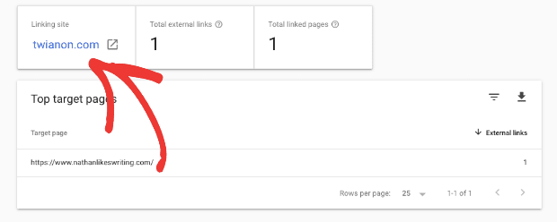 Google search console shows which pages other sites are linking to