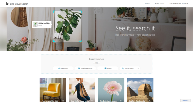 bing's visual search website