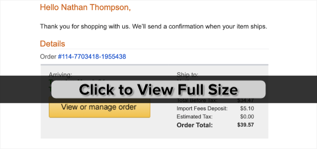 Amazon Order Confirmation