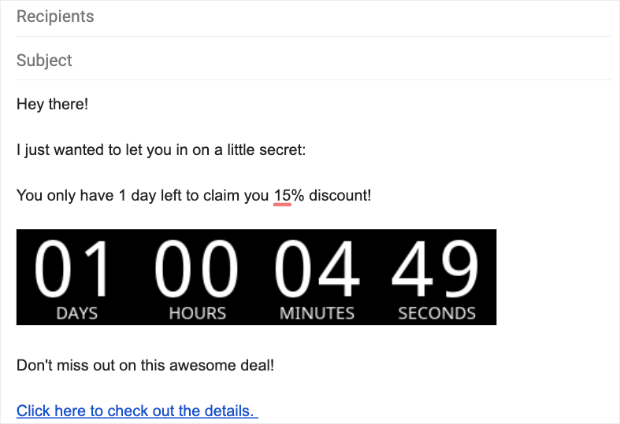 Email countdown timer example in Gmail