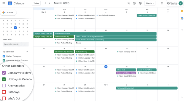 Google Calendar sharing calendar for remote teams