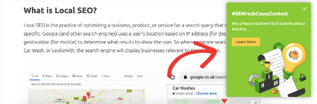 SEMrush popup campaign