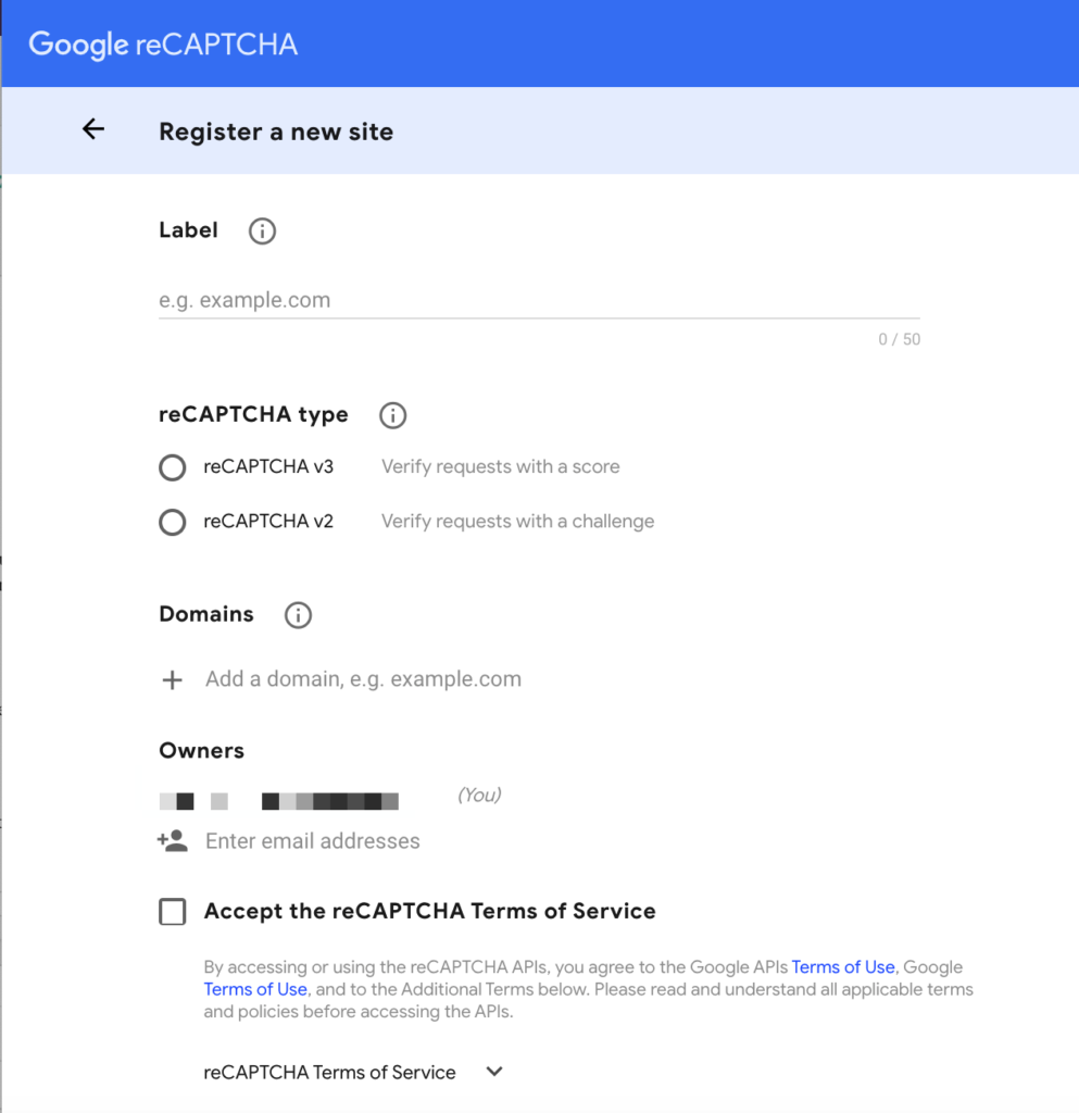 Register a site with Google reCAPTCHA