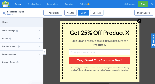 preview of coupon popup template