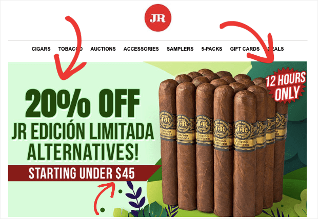 JR CIgars Flash Sale email