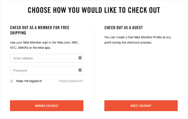 Nike Guest Checkout