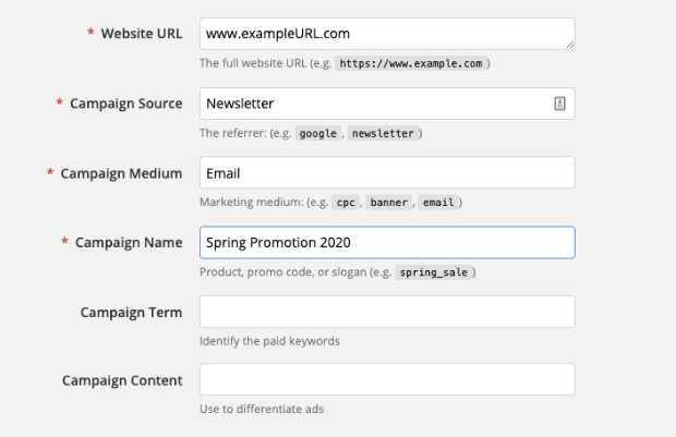 UTM Parameter with source medium and name min