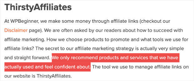 WPBeginner Affiliate Disclaimer min