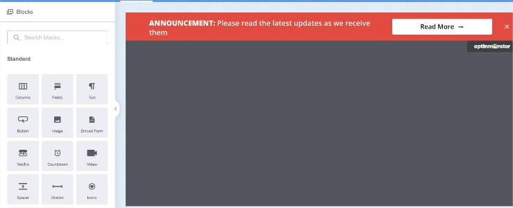 website announcement bar