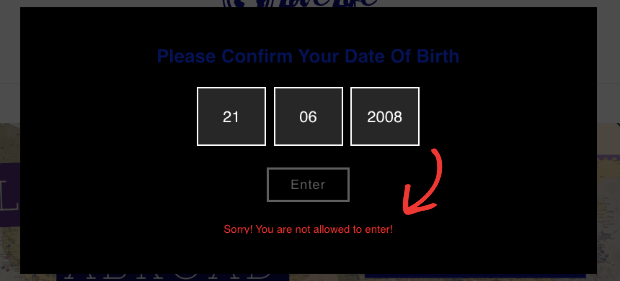 Age Verification Error Message