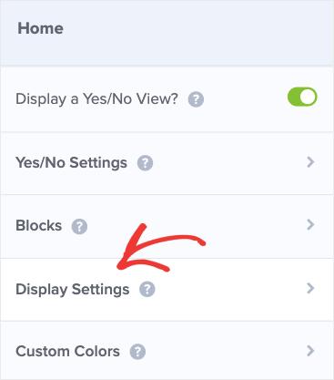 Display Settings in OptinMonster Menu