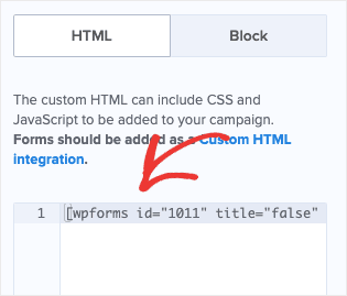 Insert WPForm shortcode into optinmonster min